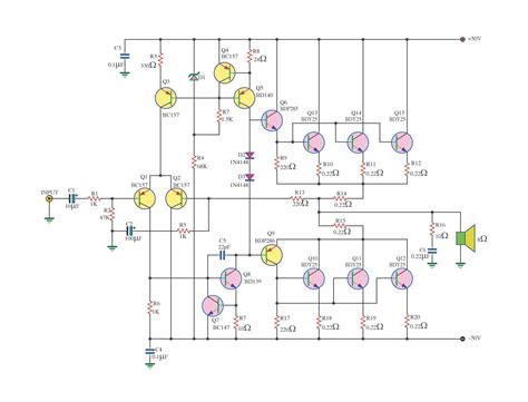 Power Amplifier Ocl Class Ab Skema Rangkaian Elektronika