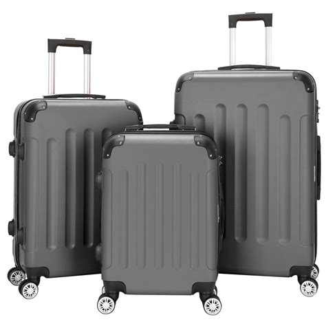 Ubesgoo 3 Pieces Travel Luggage Set Bag Tsa Lock Abs Trolley Carry On