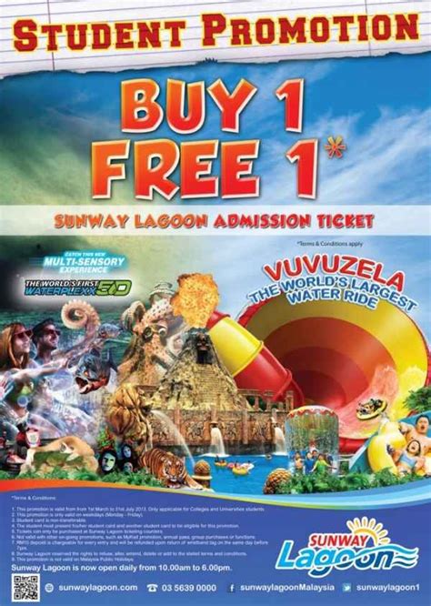 Get access to six theme parks in one day, with one ticket! Sunway Lagoon Buy 1 Free 1 Student Promotion (Promotion ...