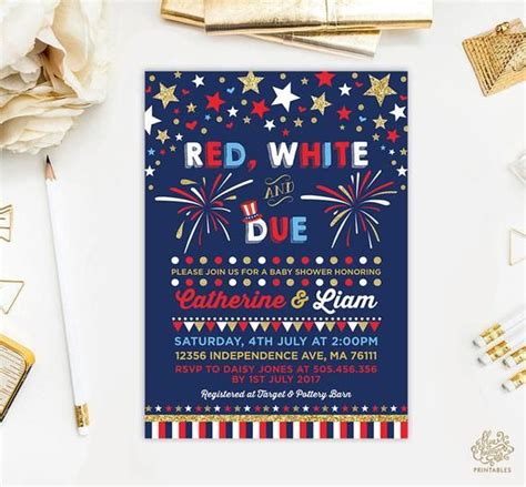 July 4th Baby Shower Invitation Fourth Of July Invite July 4th