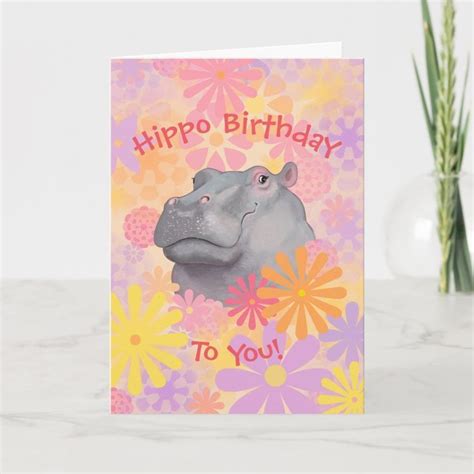 Cute Hippo Birthday Card Zazzle Cute Hippo Birthday Cards Kids