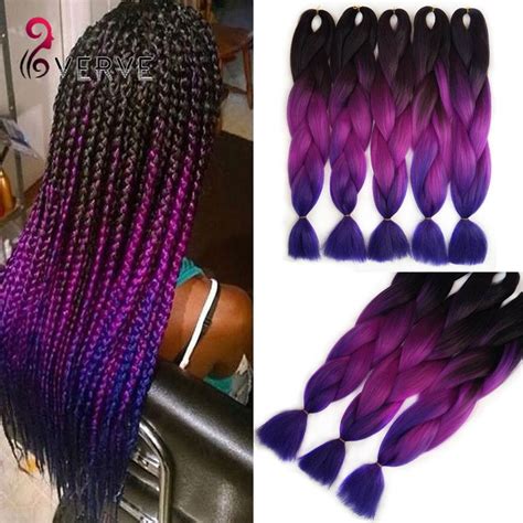 Take on these stunning braid hairstyles and refresh your hair routine. Purple Braiding Hair ombre Two Tone High Temperature Fiber ...