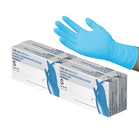 Tricare Medical Nitrile Examination Gloves Light Blue Box Of 100