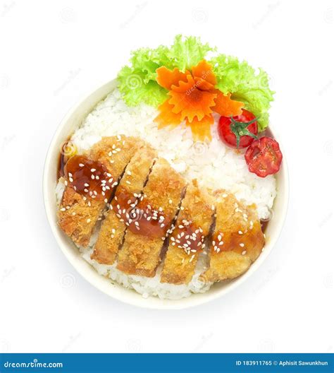 Tonkatsu Donburi Kutsudon Deep Fried Pork Stock Image Image Of Decorate Donburi