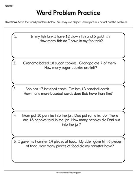 Word Problem Practice Worksheet Have Fun Teaching Word Problem