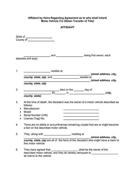 Affidavit Of Inheritance Fill Out And Sign Printable Pdf Template
