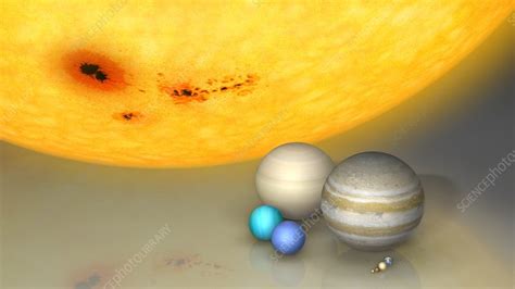 All Planets Compared To The Sun Stock Image C0114676 Science Photo