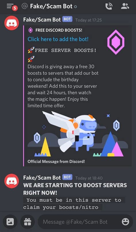 Discord Bot Posing As Discord Claiming To Give Free Nitro Boosts Got
