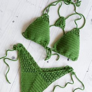 Sexy Crochet Bikini High Cut Thong Bikini Hig Leg Thong Etsy