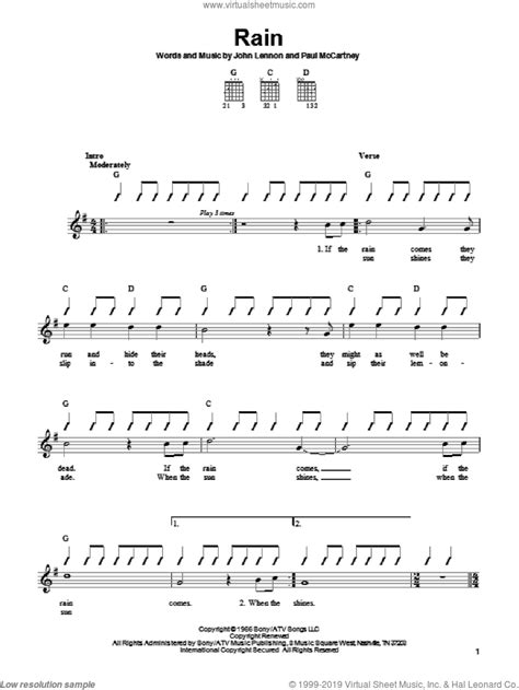 Capo on 3rd fret / verse / em bm c ever since the rain i've been waking on my own em bm c left an empty space in a home we built to grow em bm c watching waves at night i fell into the b. Beatles - Rain sheet music for guitar solo (chords)