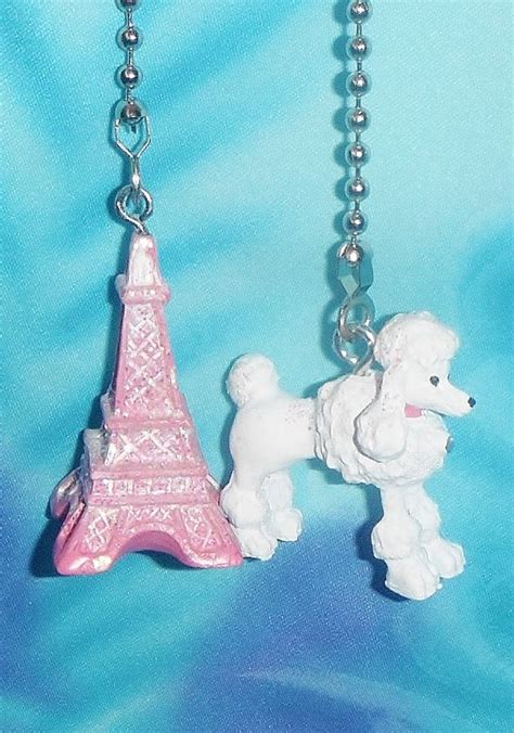 Set Of Two Pink Glittery Eiffel Tower And French Poodle Paris France