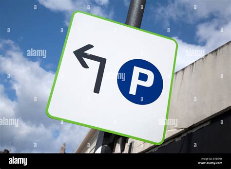 Blue Parking Sign On Tilted Angle Stock Photo Alamy