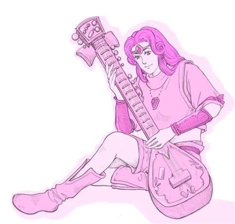 Sword World 1girl Instrument Lute Instrument Monochrome Pink Theme Sitar Solo