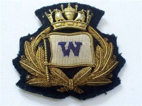 W Merchant Navy Shipping Line Company Officers Bullion Cap Badge