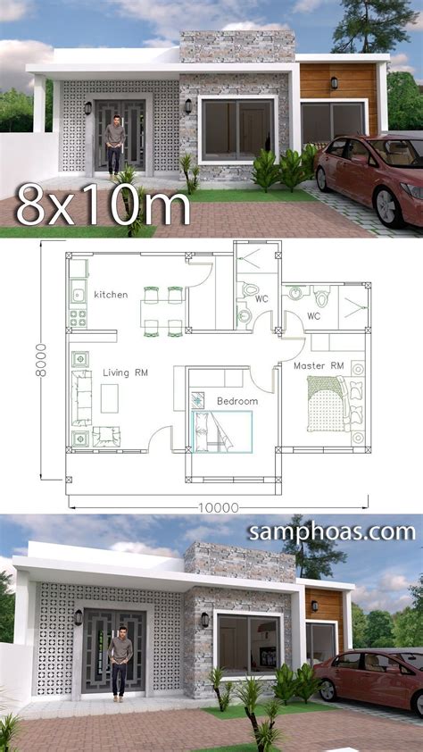 Simple Home Design Plan 10x8m With 2 Bedrooms Home