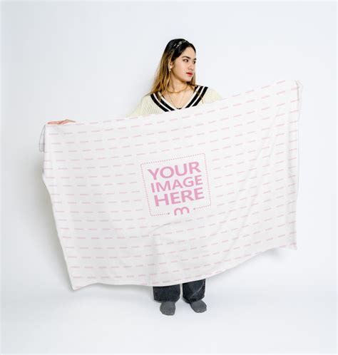Blanket Mockup With A Woman Showing It Off Mediamodifier