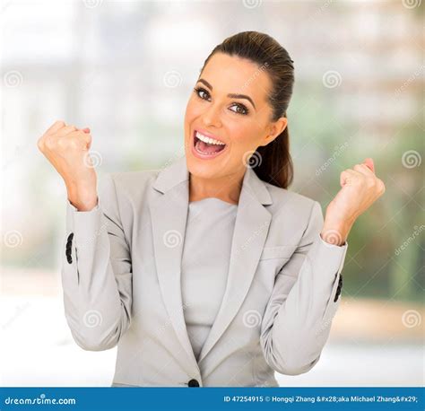 Businesswoman Waving Fists Stock Image Image Of Office 47254915