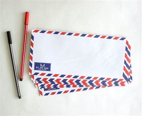 Set Of 20 Vintage Style Air Mail Par Avion Envelopes Long Etsy