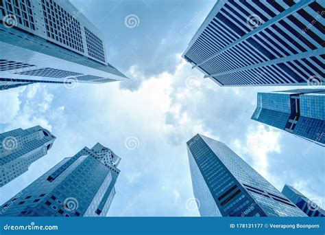 View Of Modern Business Skyscrapers Glass And Sky View Landscape Of