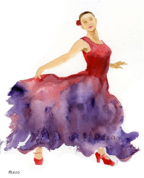 Flamenco Dancer By Maria Pazos Watercolor Fashion Ballet Skirt Skirts
