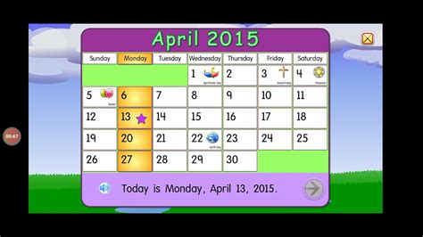 Starfall Calendar For April 13th 2015 Youtube