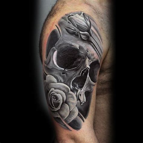 This really depends on 1) your skin tone 2) the color selections 3) the tattoo artist 4) the tattoo style. Wonderful detailed black and white skull shoulder tattoo ...