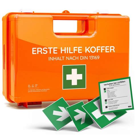 Flexeo Erste Hilfe Set Erste Hilfe Koffer Inhalt Nach Din 13169 Orange Mit Wandhalterung