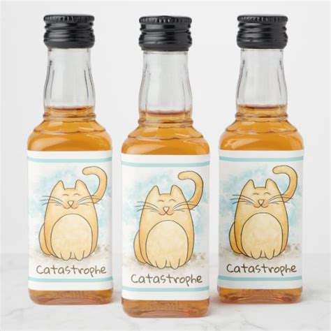 Funny dog puns to make you laugh. Catastrophe Cute Cat Pun Liquor Bottle Label | Zazzle.com ...