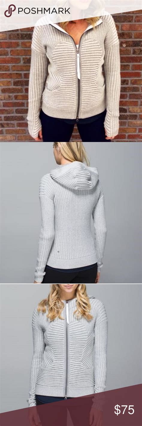 Lululemon Gray Embrace Double Zip Knit Sweater Sweaters For Women