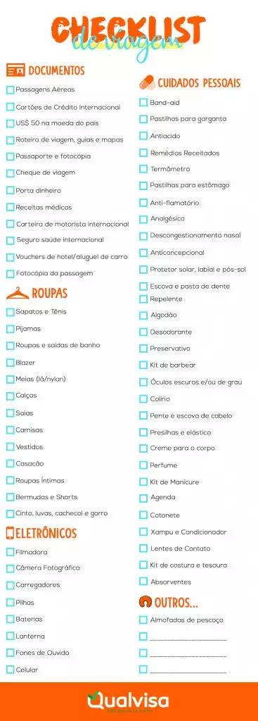 20 dicas de organização de viagem Bônus checklist de viagem Qualvisa