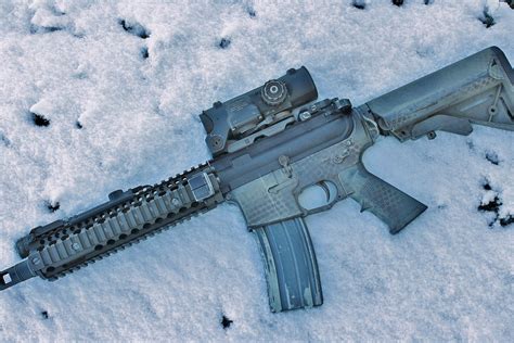 Hd Wallpaper Ar 15 Bcm Assault Rifle Weapon Snow