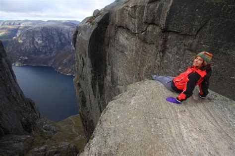 Kjeragbolten A Rock Balanced Between Two Cliffs In Norway Is A Popular