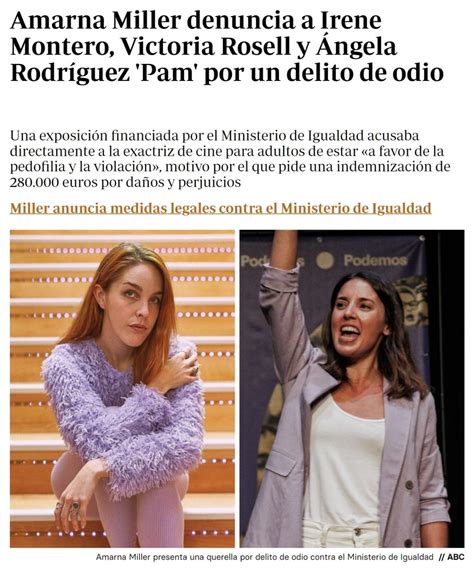 Ámarna Miller pide euros a Irene Montero Victoria Rosell y Ángela Rodríguez Pam por
