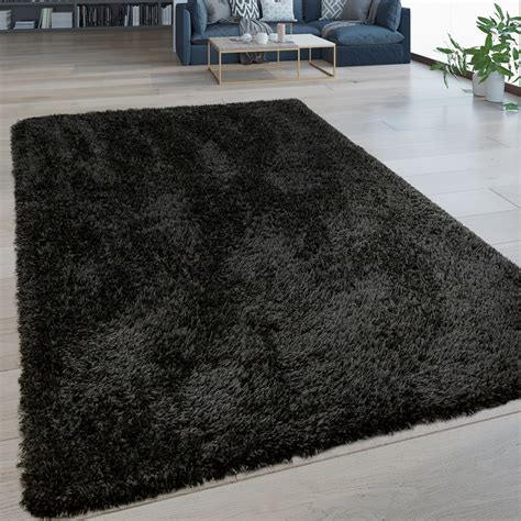 Wir führen alle farben arten und größen. Hochflor Teppich Waschbar Einfarbig Schwarz | Teppich.de