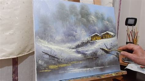 Winter Landscape On Canvas In Oil Colors Peisaj De Iarna Culori De