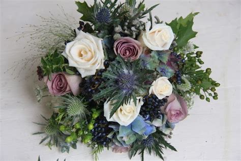 His Beautiful Autumn Blue Wedding Bouquet Included Vendella And Amnesia