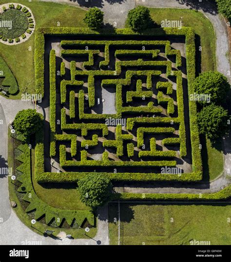 Aerial View Square Maze In Centro Park Hedge Maze Centro Park Stock