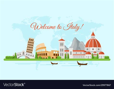 Welcome To Italy Flat Banner Template Royalty Free Vector