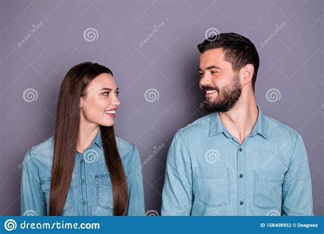 Close Up Portrait Of Two Her She His He Nice Attractive Charming Lovely