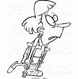 Crutches Outlined Toonaday Leishman Ron Vecto sketch template
