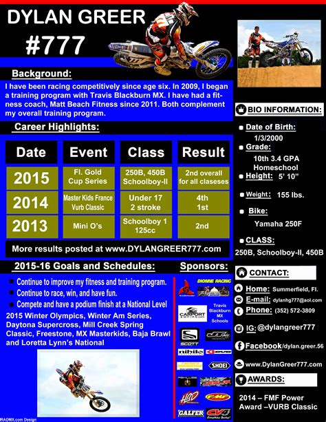 In order to get sponsorship, you have to write formal and professional cover letters to the potential sponsors. 14 Motocross Sponsorship Resume Template Ideas | Resume Template