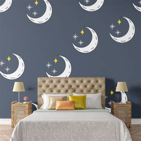 Half Moon And Stars Line Flat Style Free Vectors Wowpatterns