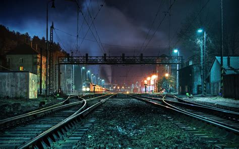 Train Rail Railway Station Night Train Train Station Hd Wallpaper