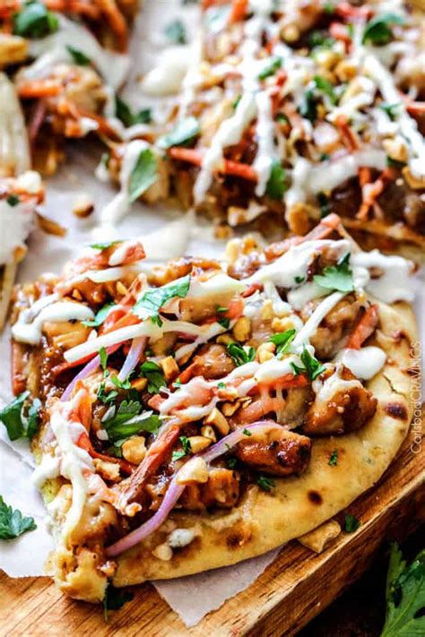 If you want to make pizza in oven, preheat it and cook pizza for 40 minutes at 180 degrees. Thai Chicken Flatbread Pizza | The Recipe Critic