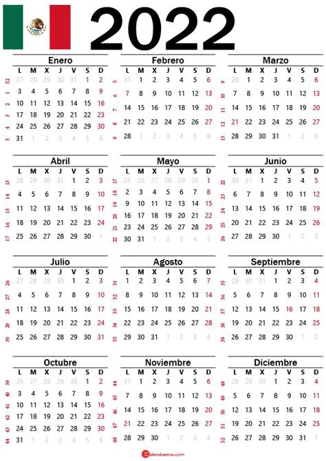 Calendario 2022 Mexico Con Días Festivos Para Imprimir Calendario