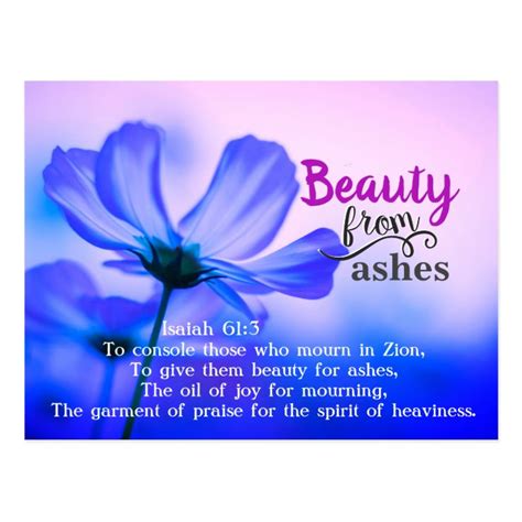 Beauty for ashes salon · 3974 turkeyfoot rd, erlanger, ky 41051. Isaiah 61:3 Bible, Beauty for Ashes Inspirational Postcard ...