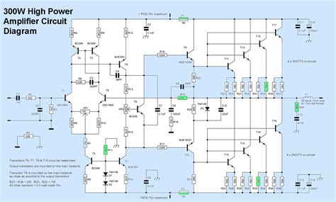 Below the circuit diagram of yiroshi audio power amplifier driver + final transistors 300W High Power Amplifier Circuit - Electronic Circuit