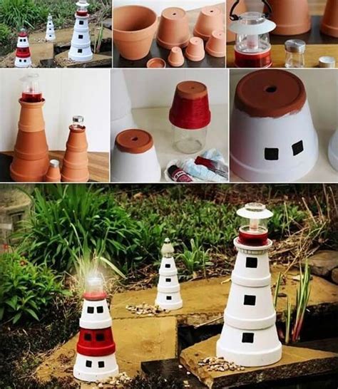 Use Clay Pots To Make A Garden Lighthouse Solar Lamps Diy Solar