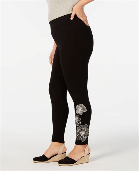Lyst Style And Co Plus Size Floral Embroidered Leggings Created For