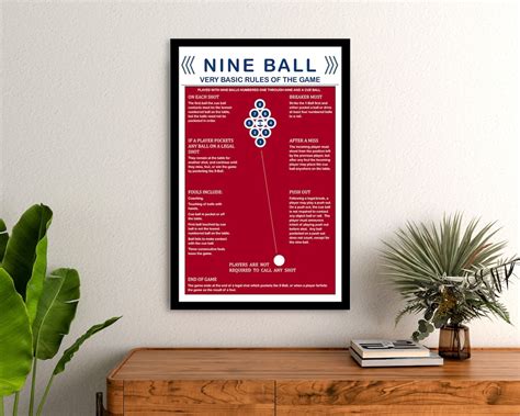 Nine Ball Billiard Pool Table House Rules Framed Art Great Etsy